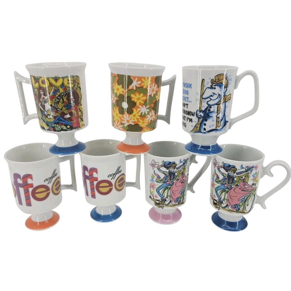 Mix Lot Of 6 Vintage Retro MCM Royal Crown Arnart Tea Coffee Cups